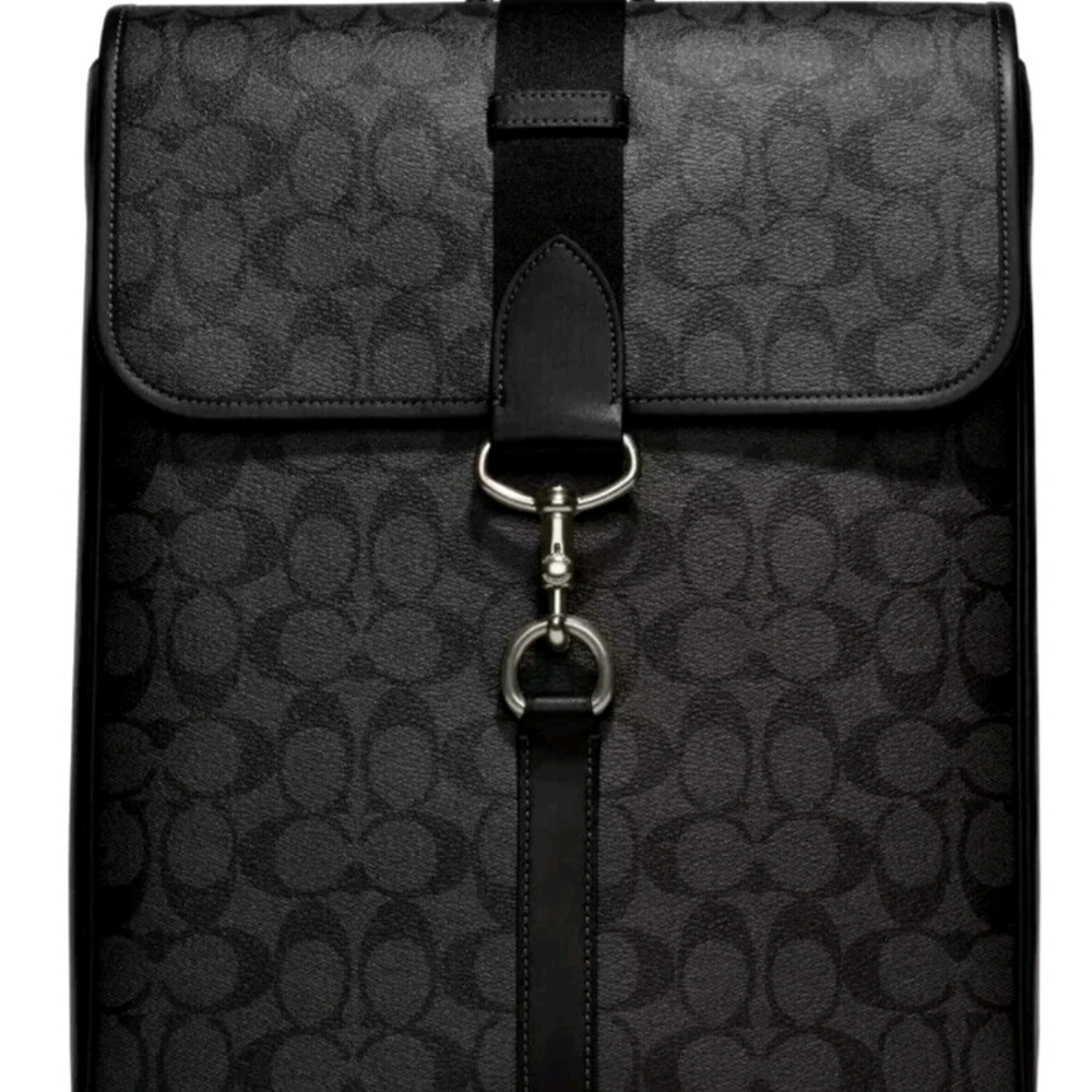 Coach CJ575 Blaine Backpack Signature Canvas & Calf Leather In CHARCOAL